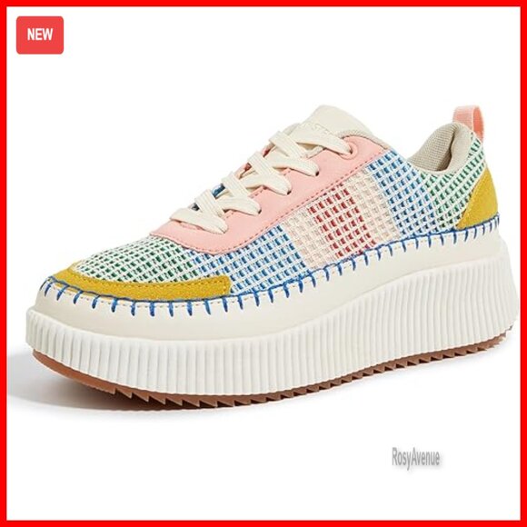 Platform Sneakers with Rhinestones Chunky Retro Walking Shoes